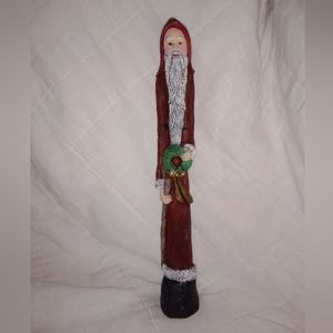 Vintage TnT Old World Pencil Santa Carrying Wreath 1991 Signed Christmas Decor